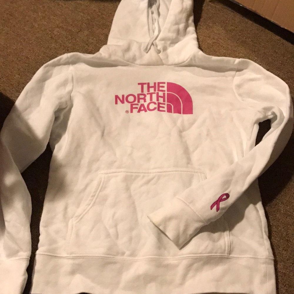 White north face sweatshirt